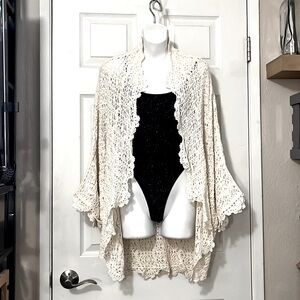 Victoria Secret Crochet Boho Cardigan Sweater Beach Pool Swimsuit Coverup